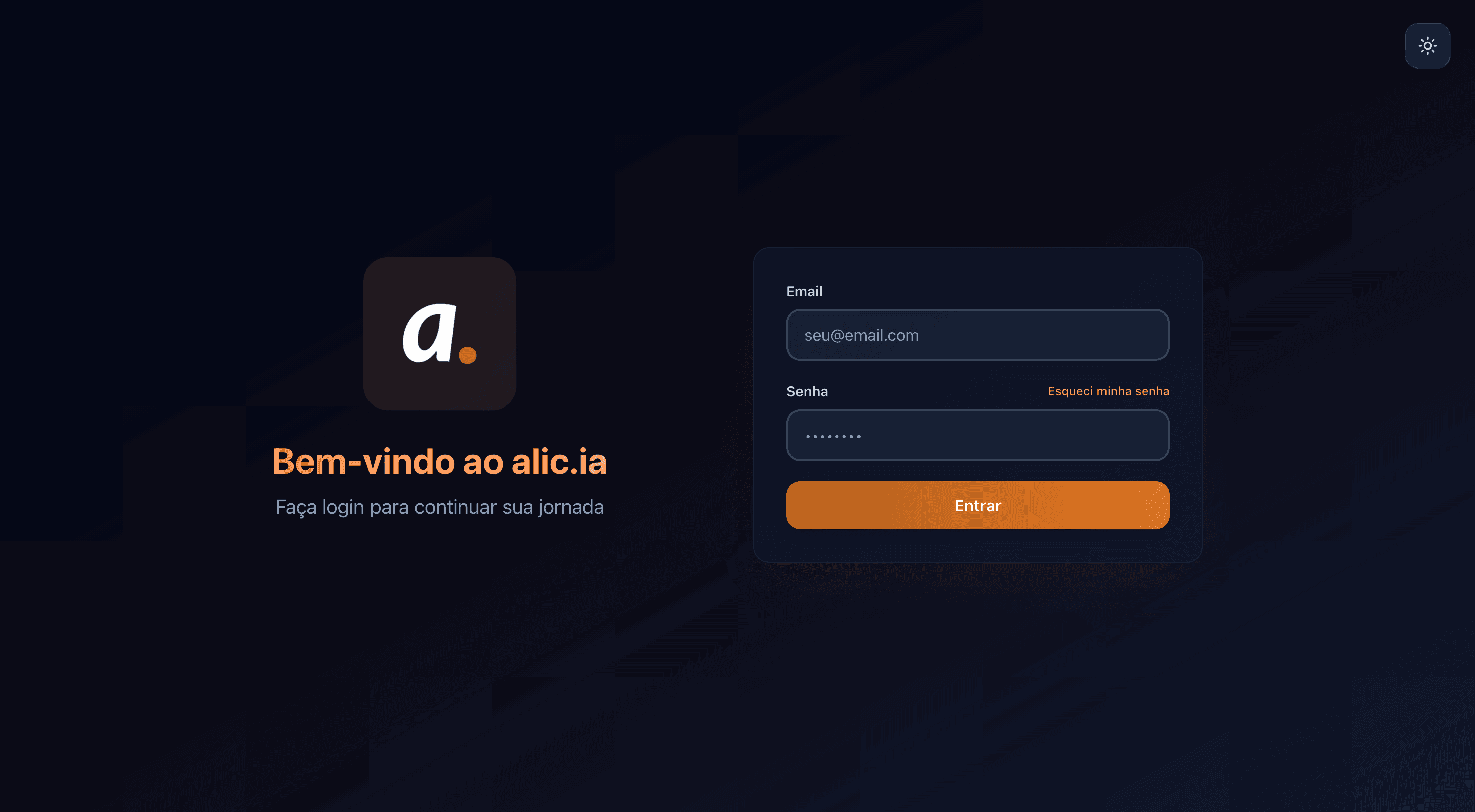 Tela de login em um whitelabel